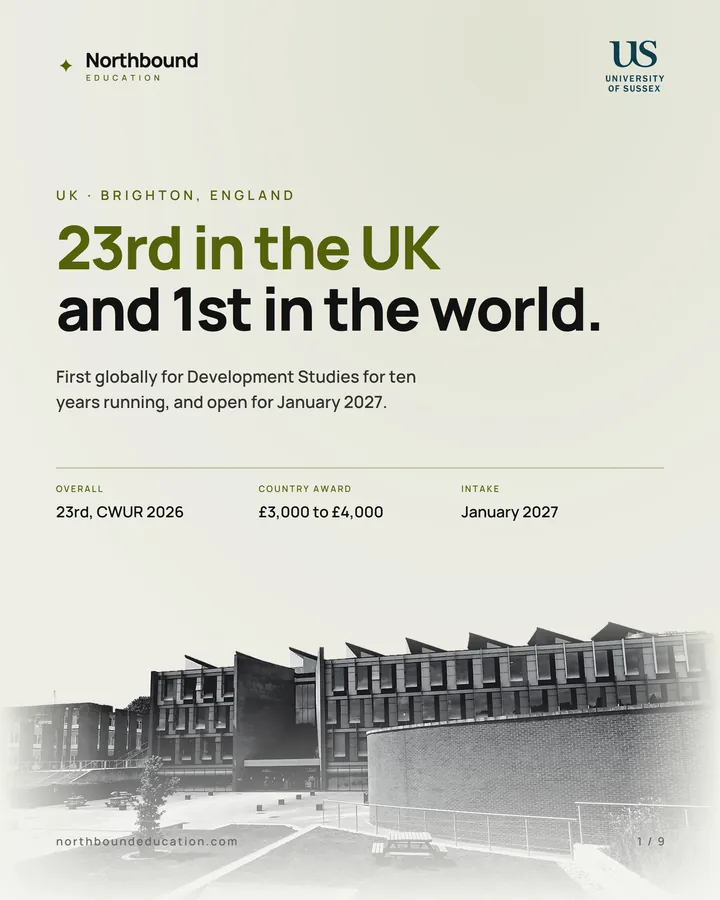 University of Sussex: 23rd in the UK, and 1st in the world in its field